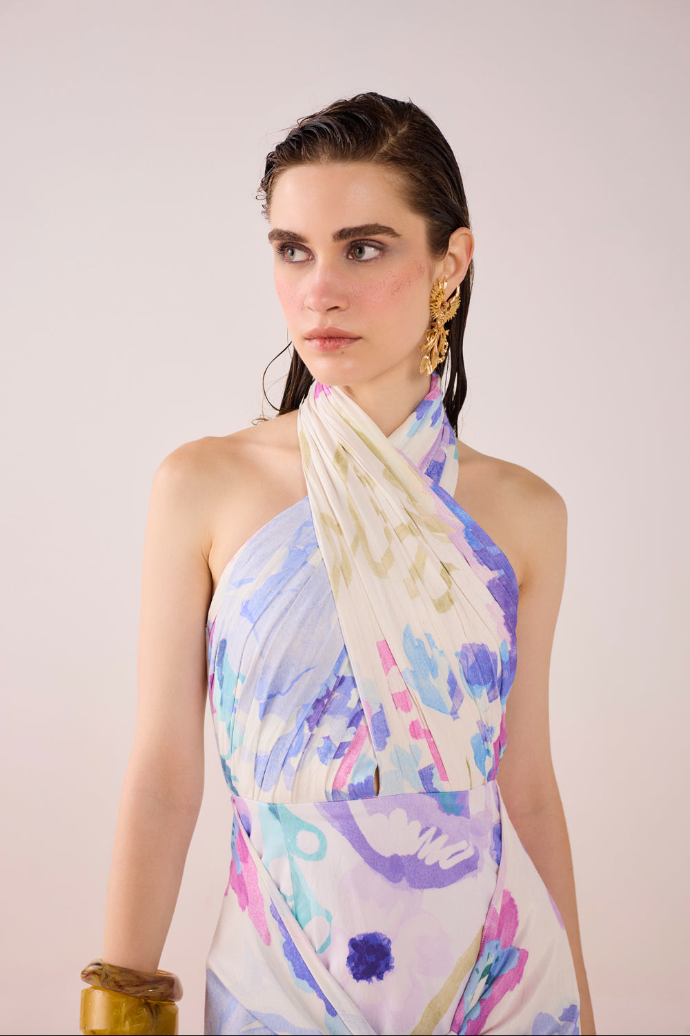 Acqua Floral Draped Midi