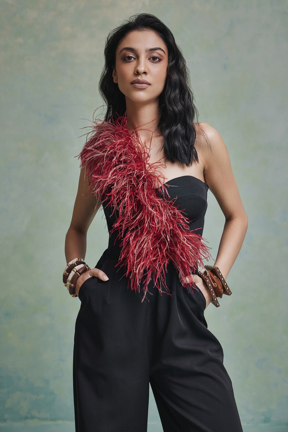 Zia Feather Jumpsuit - Zabella