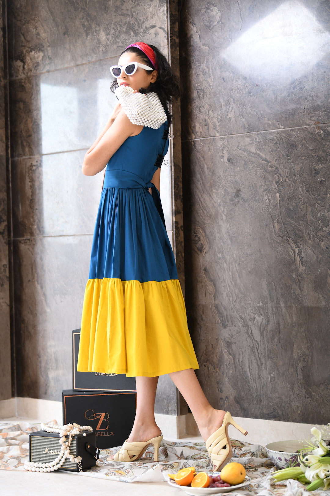 Colour Block Midi Dress