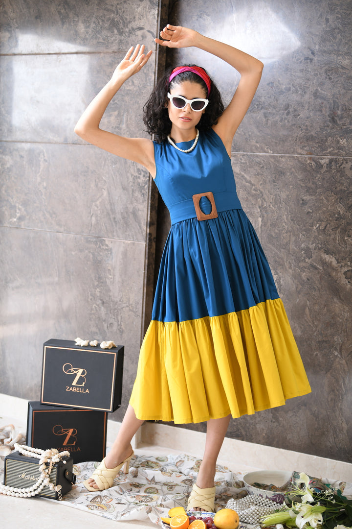 Colour Block Midi Dress