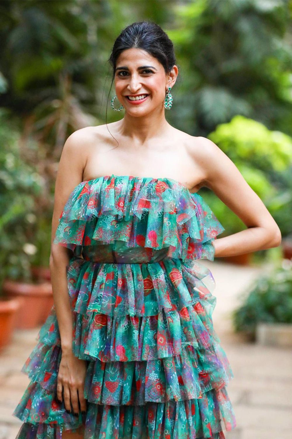 Aahana S Kumra In Our Marine Tulle High Low Gown - Zabella