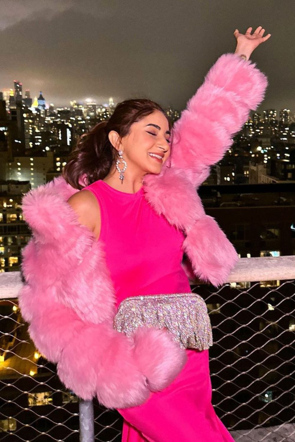 Aashna Shroff In Our Pink Faux Fur Jacket - Zabella