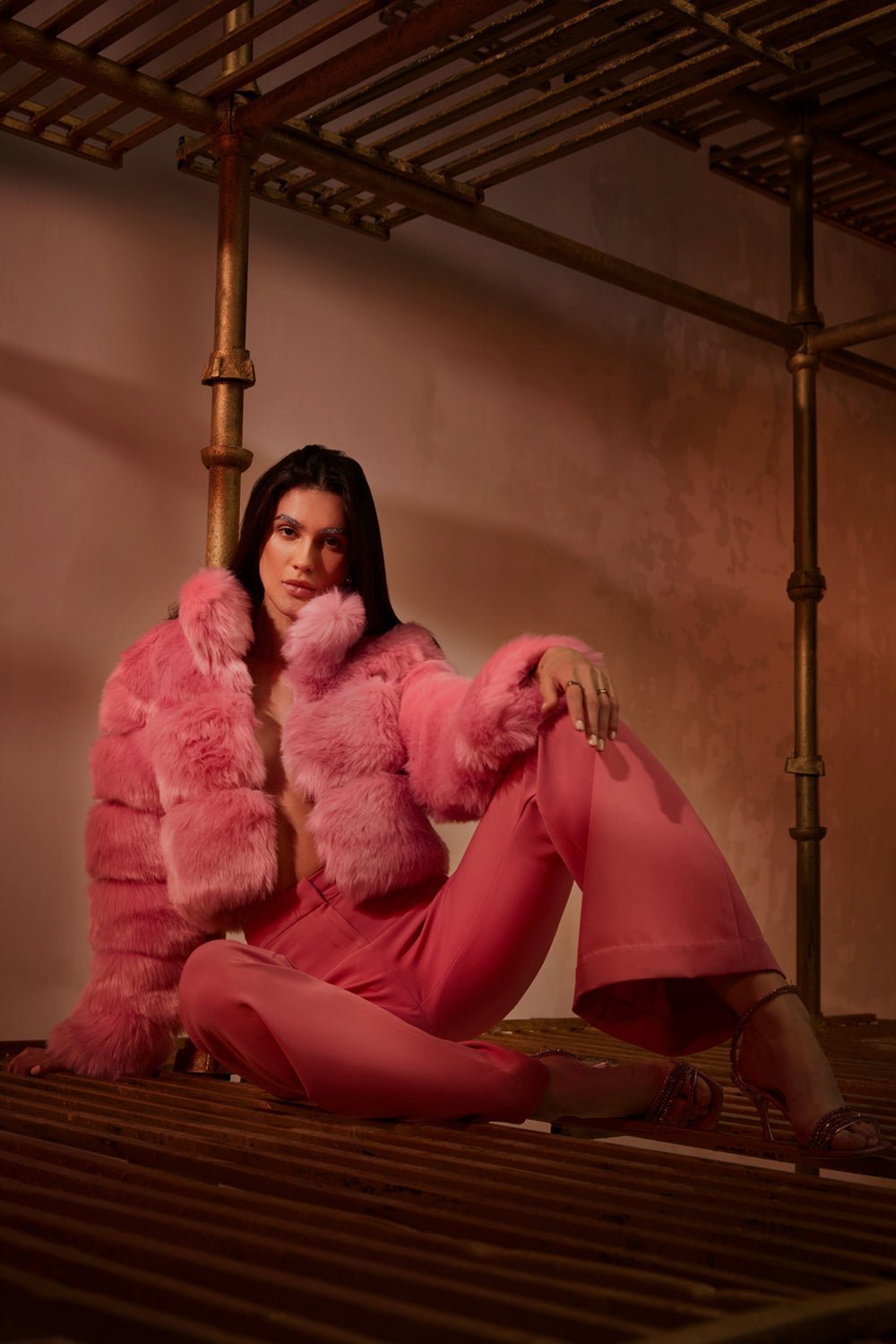 Aashna Shroff In Our Pink Faux Fur Jacket - Zabella