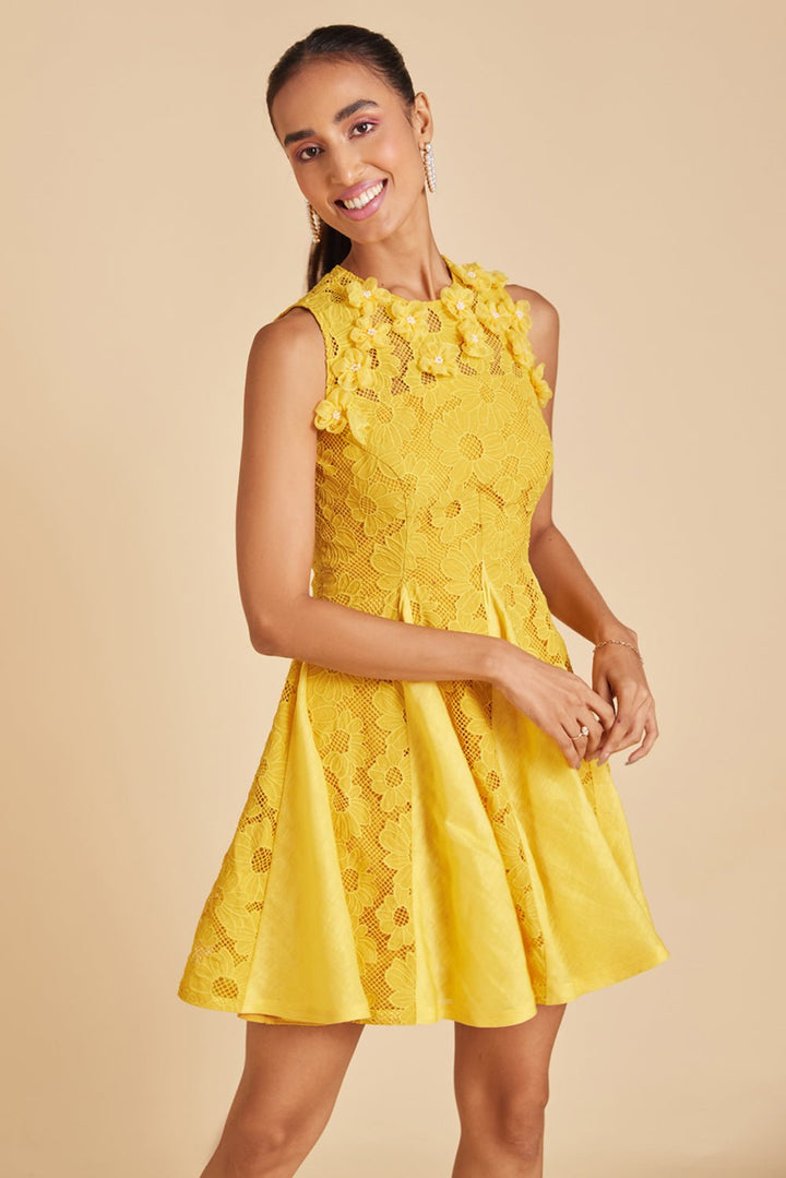 Amber Floral Panelled Mini Dress - Zabella