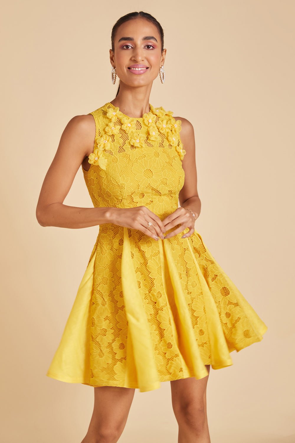 Amber Floral Panelled Mini Dress - Zabella