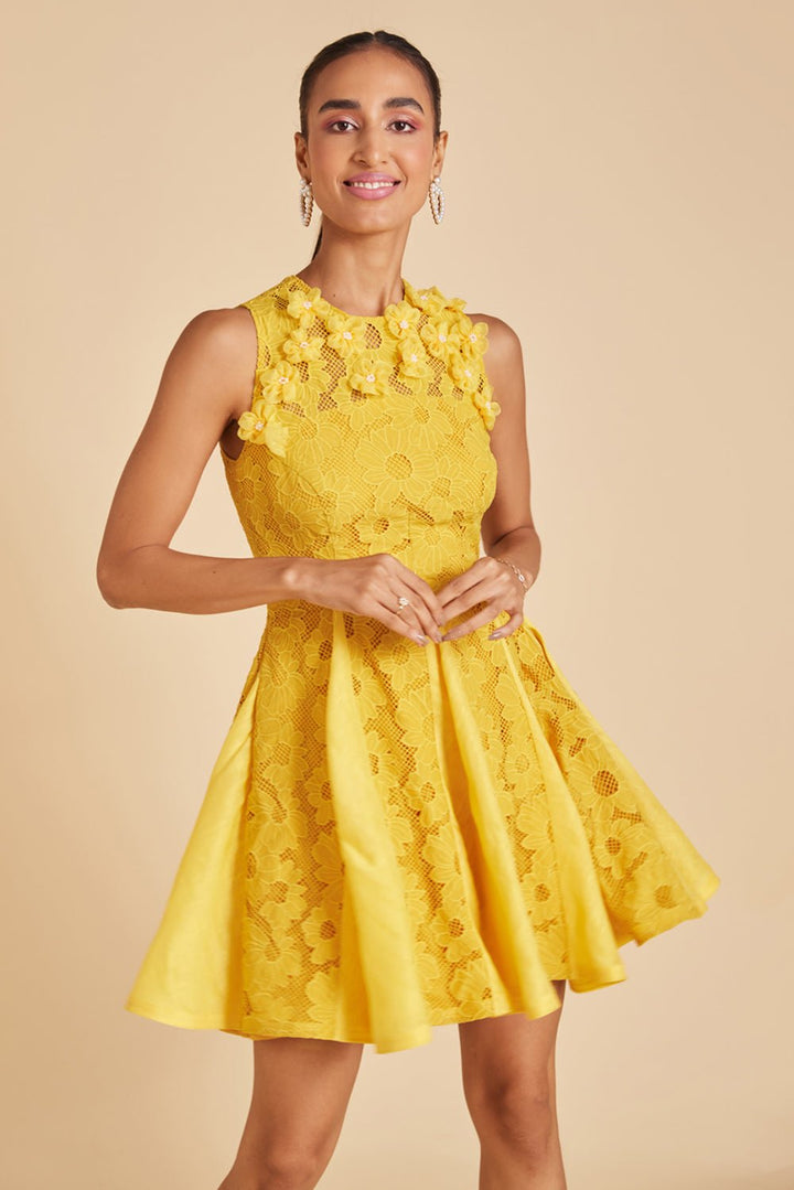 Amber Floral Panelled Mini Dress - Zabella