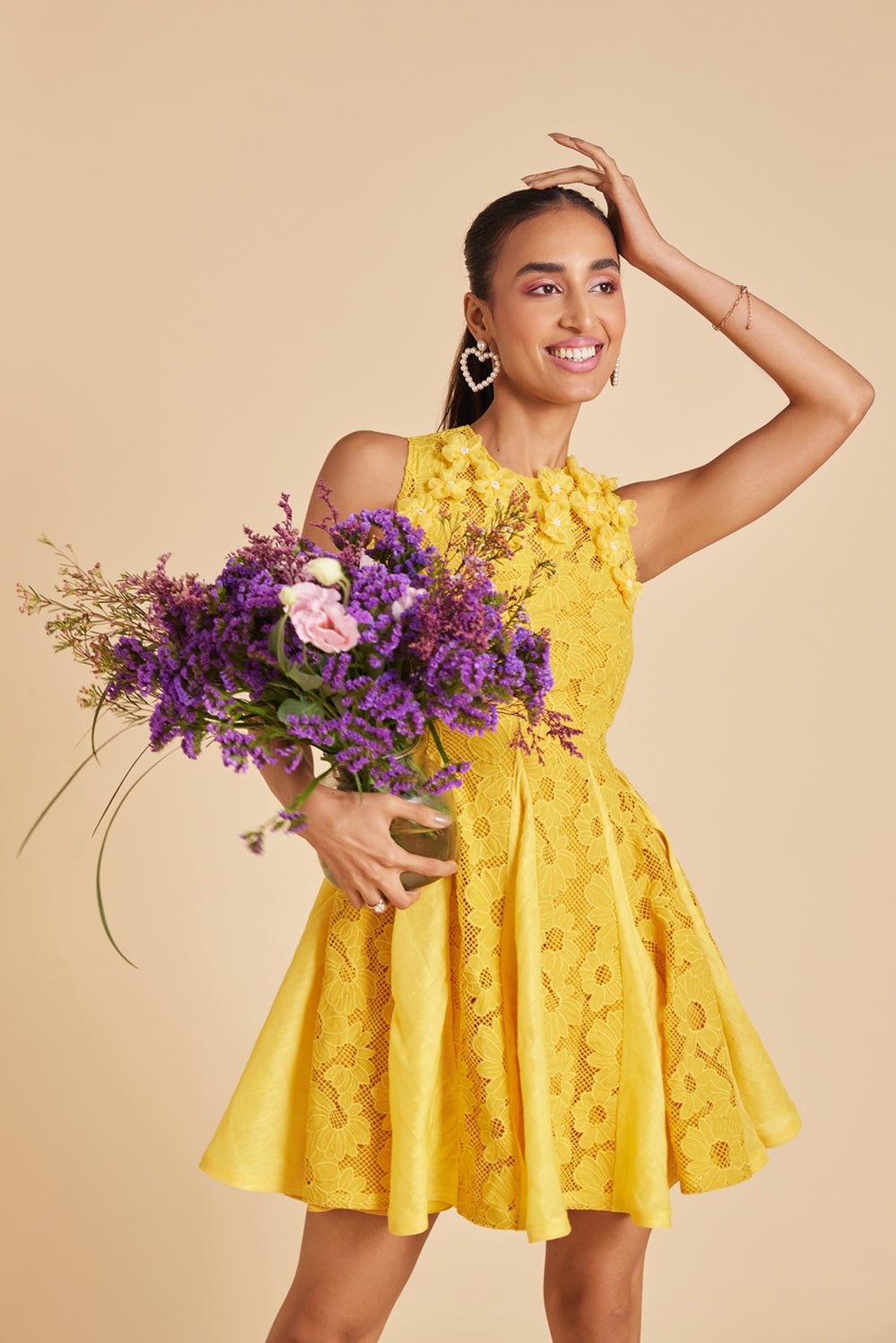 Amber Floral Panelled Mini Dress - Zabella