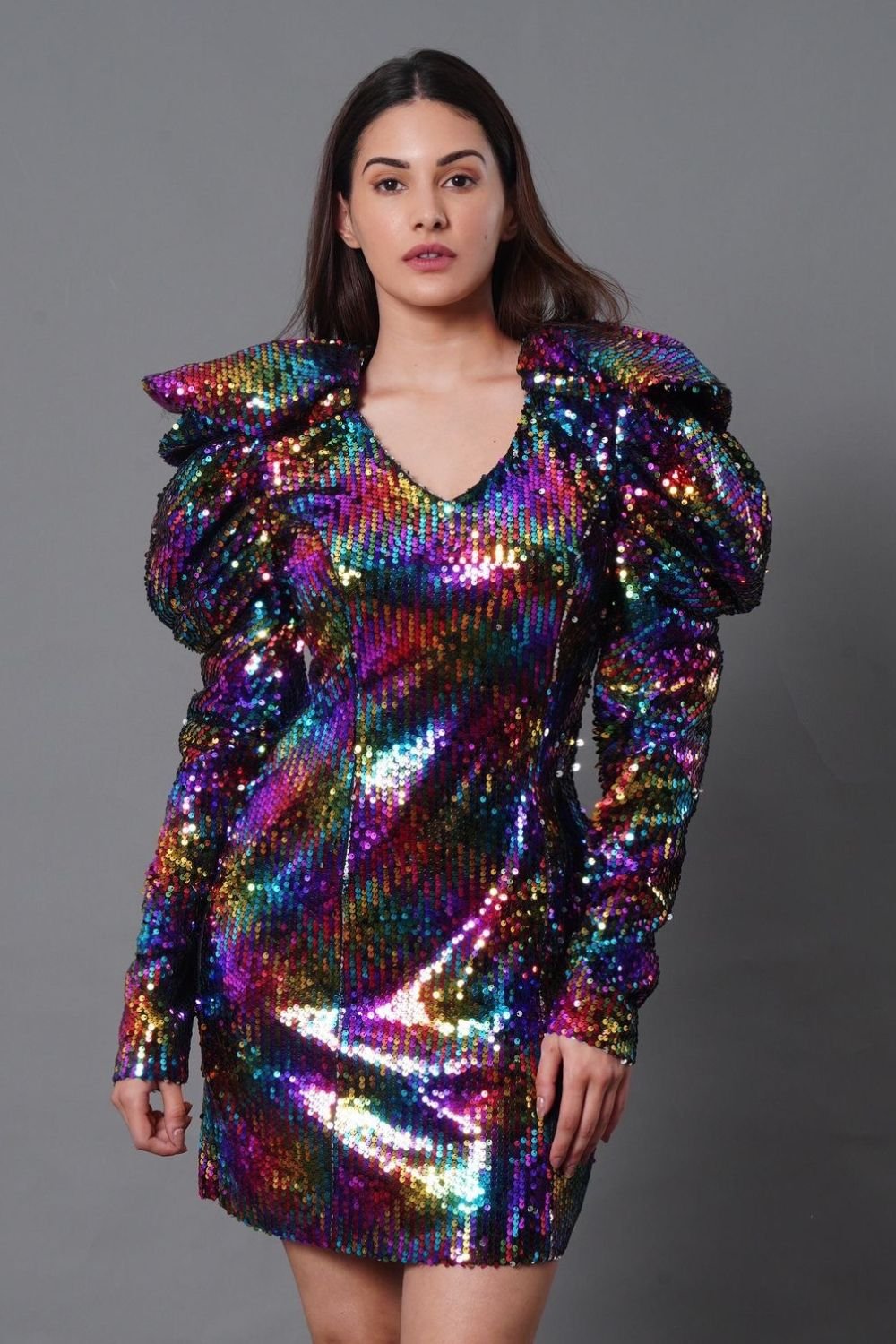 Amyra Dastur In Our Multicoloured Sequin Mini Dress - Zabella