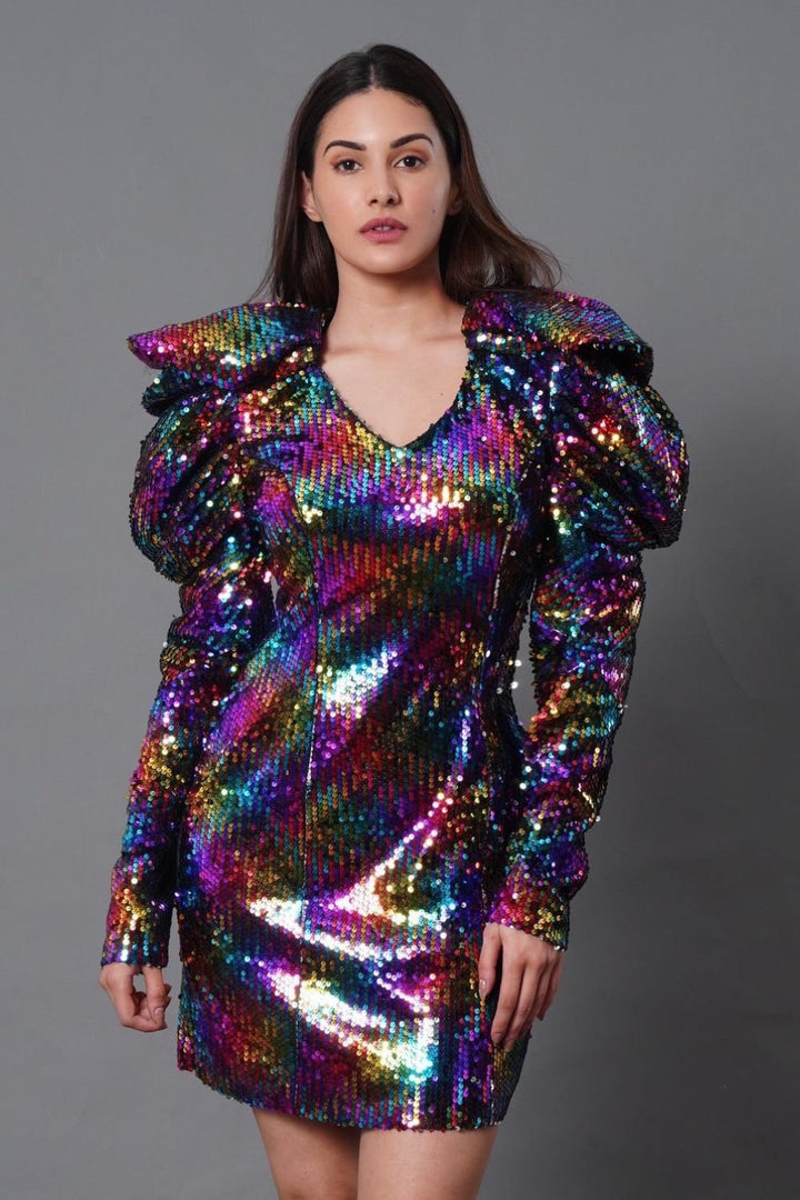 Amyra Dastur In Our Multicoloured Sequin Mini Dress - Zabella