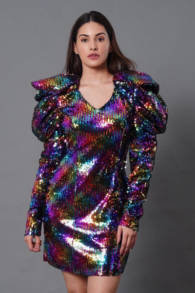 Amyra Dastur In Our Multicoloured Sequin Mini Dress - Zabella