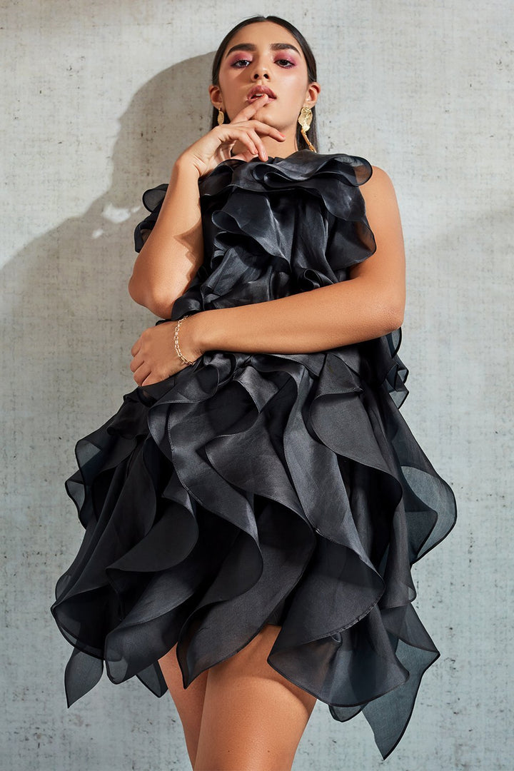 Ankita Rai Tiwari In Our Black Ruffle Dress - Zabella