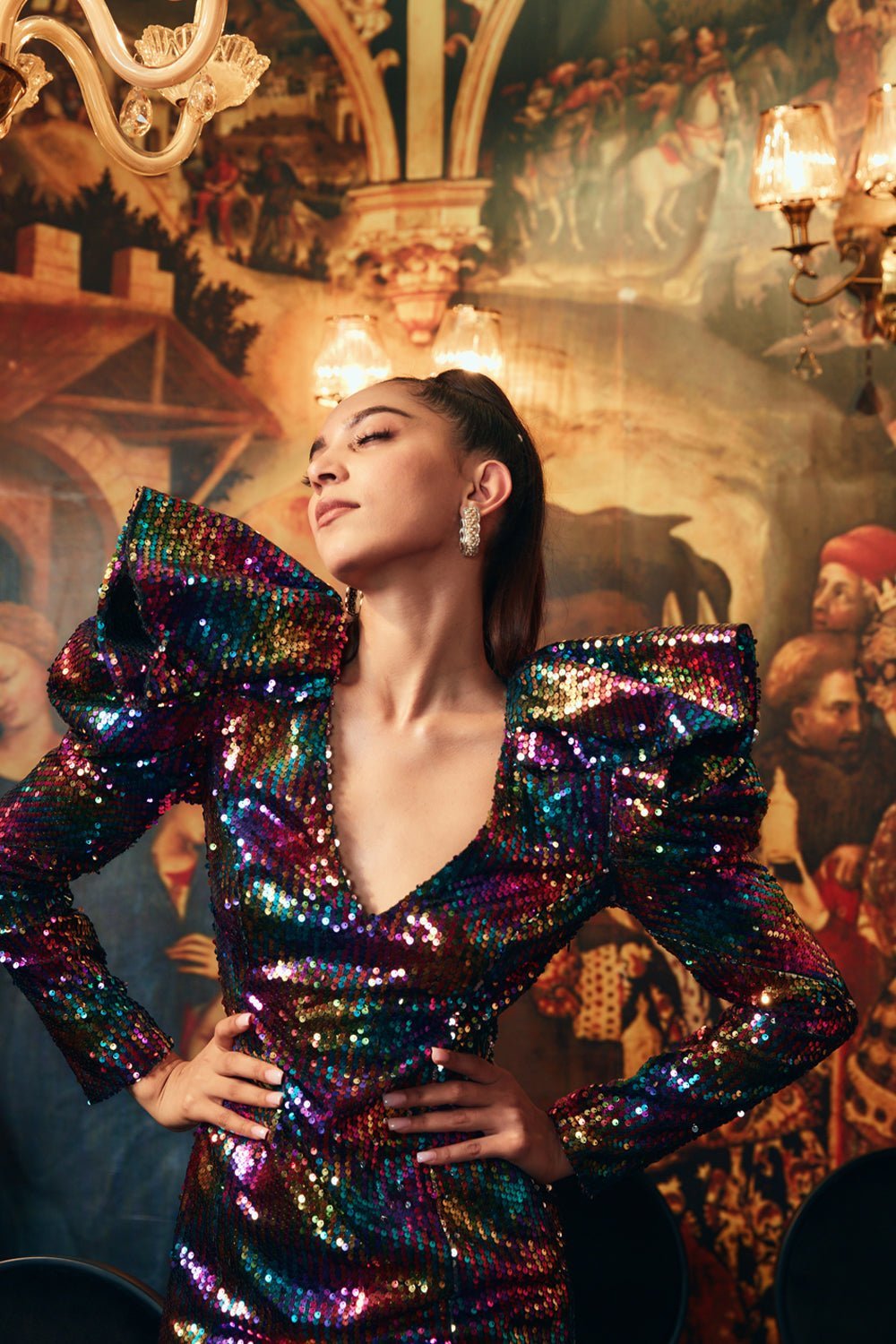Ankita Rai Tiwari In Our Multicoloured Sequin Mini Dress - Zabella