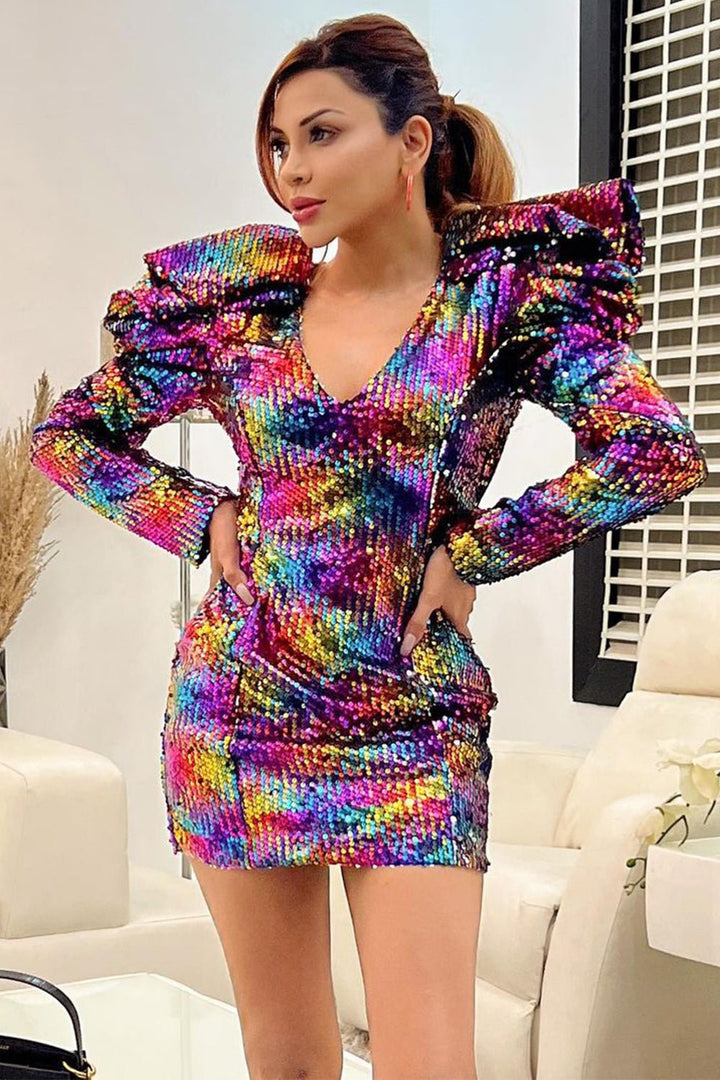 Ankita Rai Tiwari In Our Multicoloured Sequin Mini Dress - Zabella
