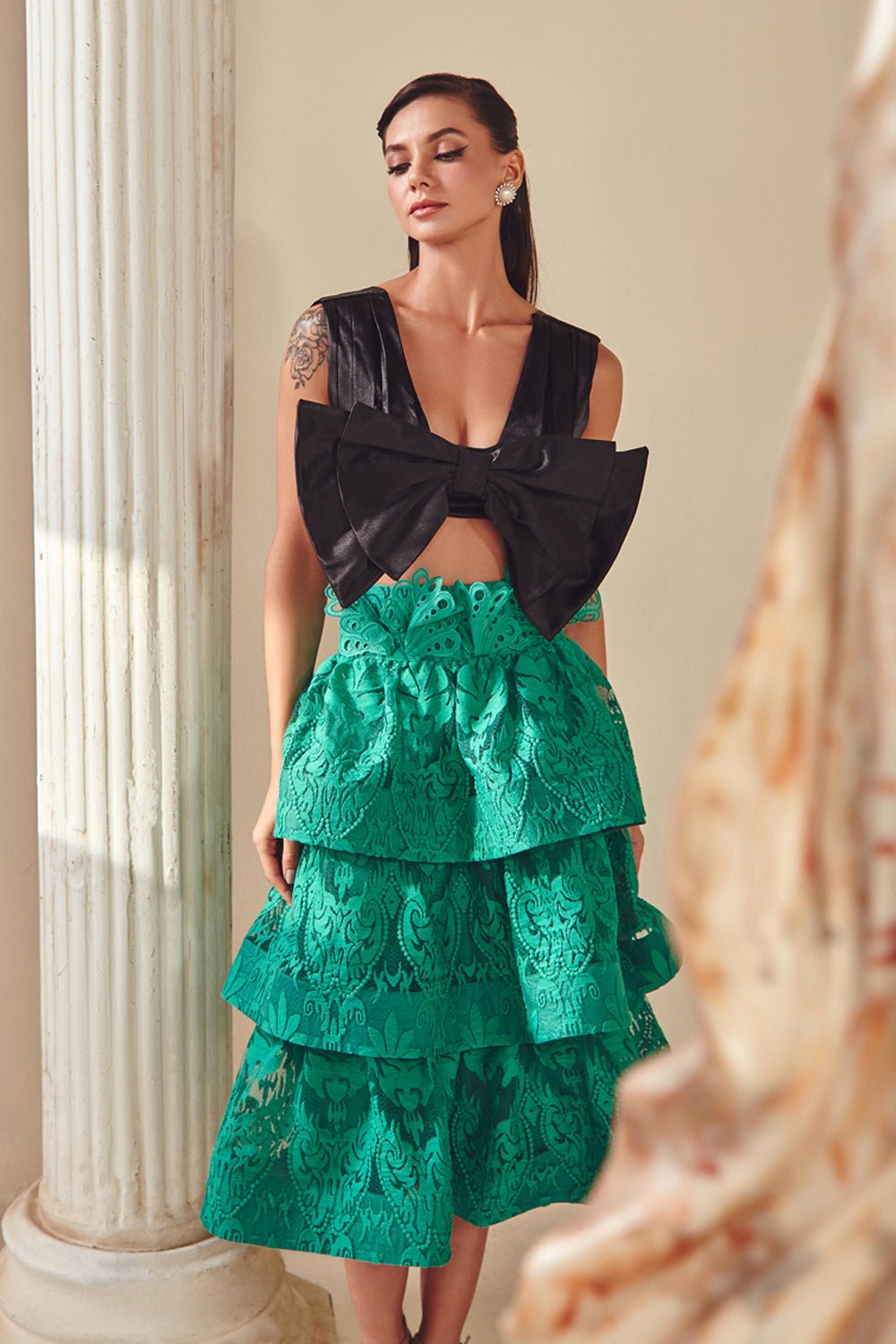 Black Bow Crop Top - Zabella