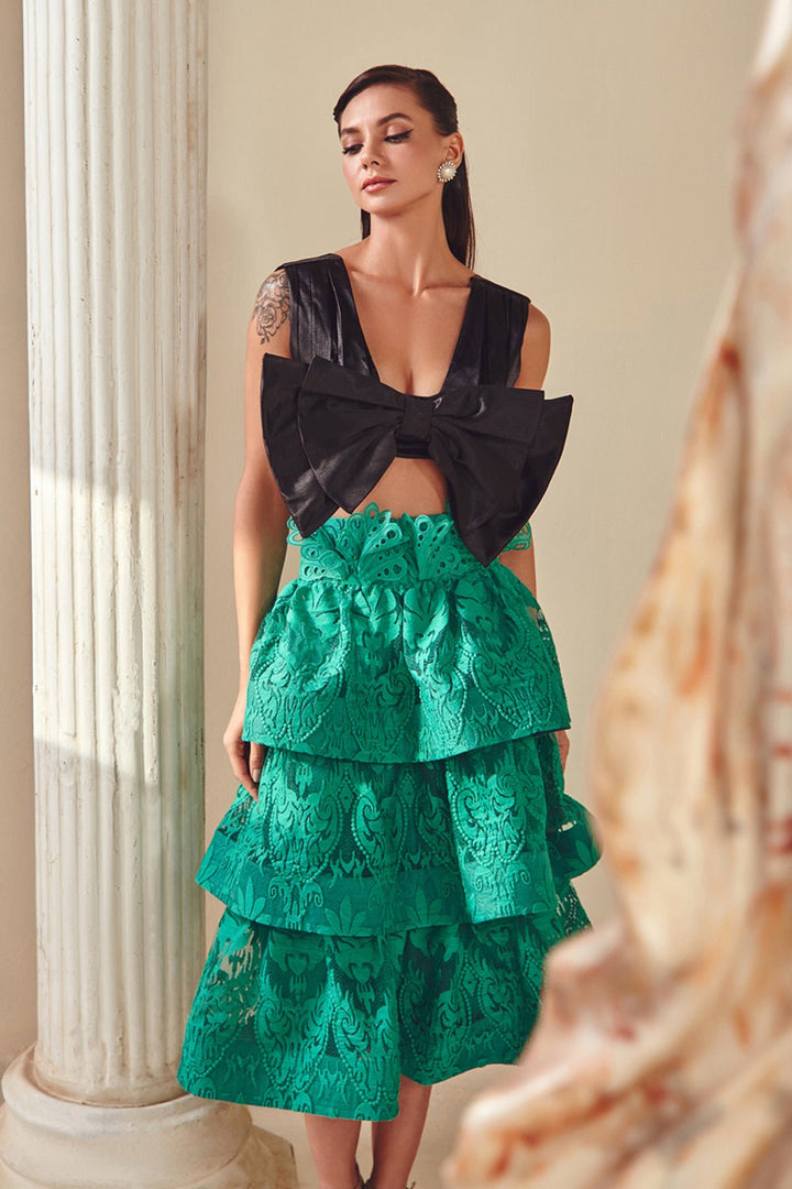 Black Bow Crop Top - Zabella