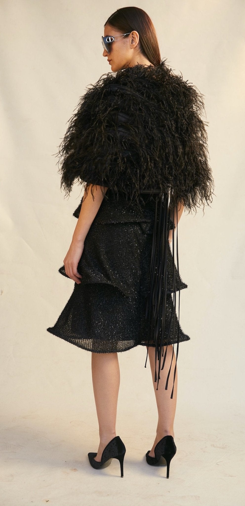 Black Feather Cape - Shopzabella
