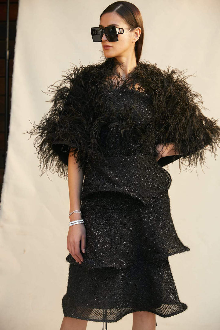 Black Feather Cape - Shopzabella
