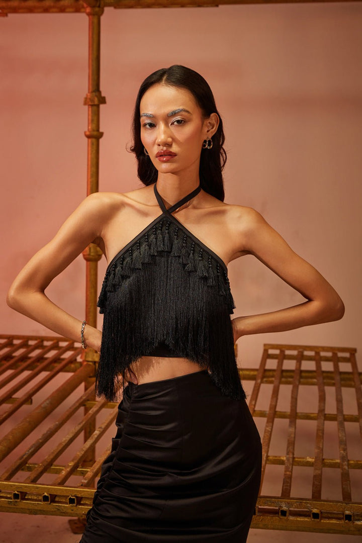 Black Fringed Co-ord Set - Zabella