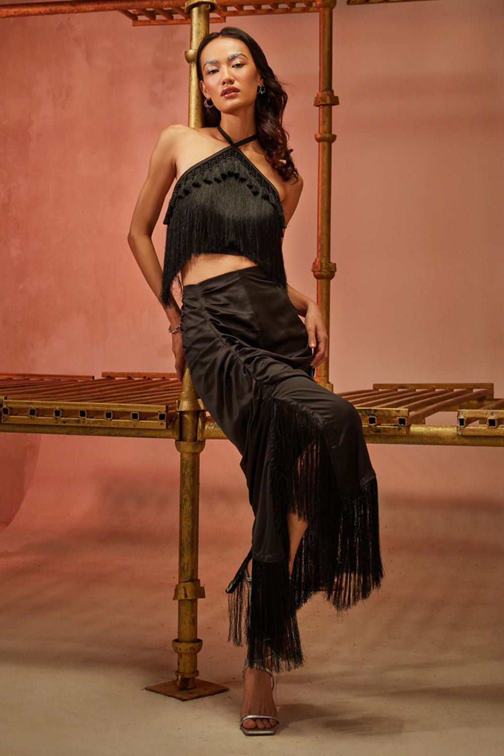 Black Fringed Co-ord Set - Zabella