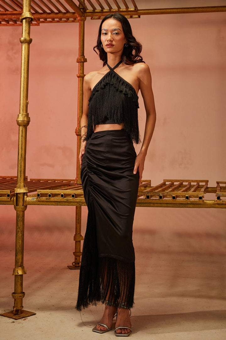 Black Fringed Co-ord Set - Zabella