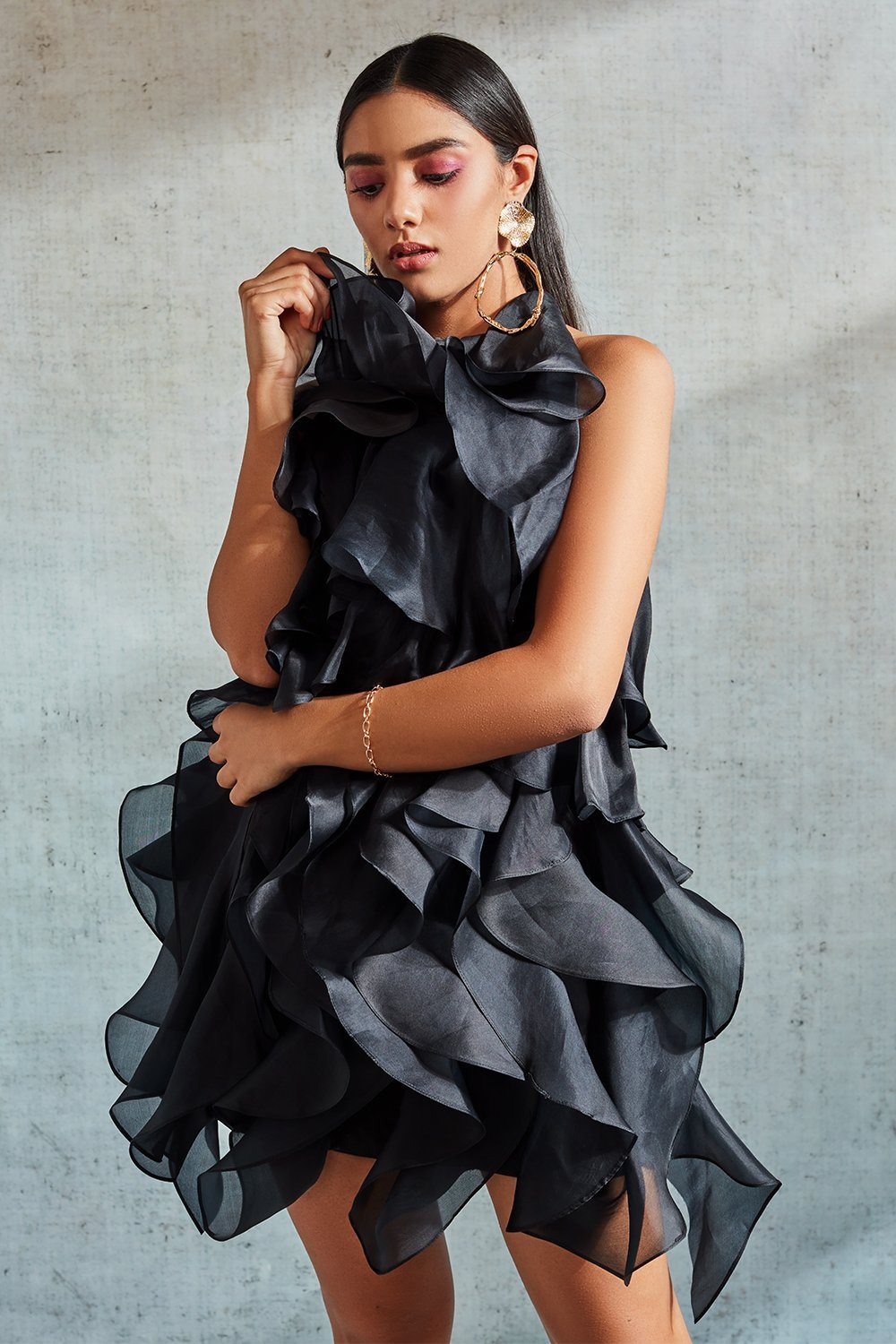 Black Ruffle Dress - Shopzabella