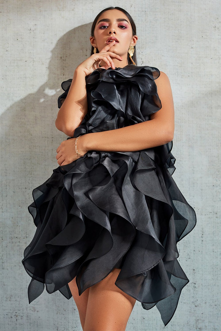 Black Ruffle Dress - Shopzabella