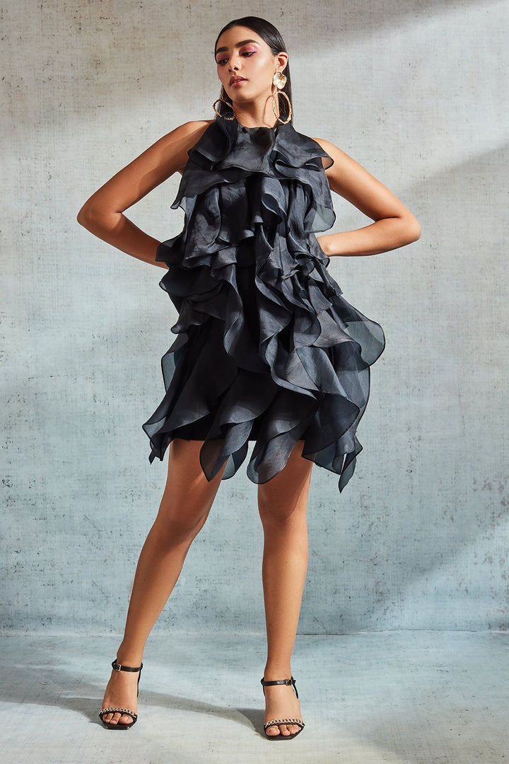 Black Ruffle Dress - Shopzabella