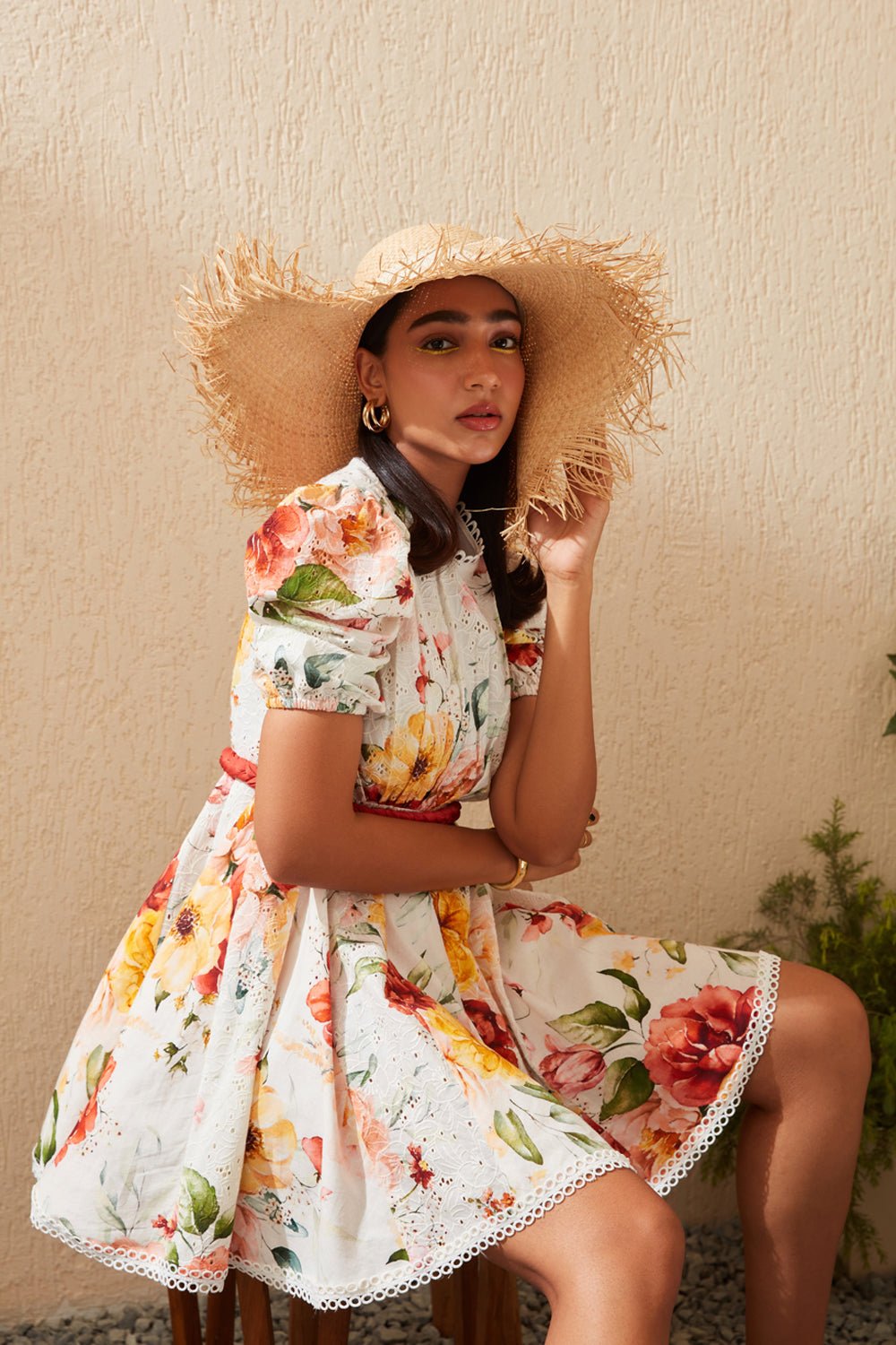 Bloom Printed Puff Sleeve Mini Dress - Zabella