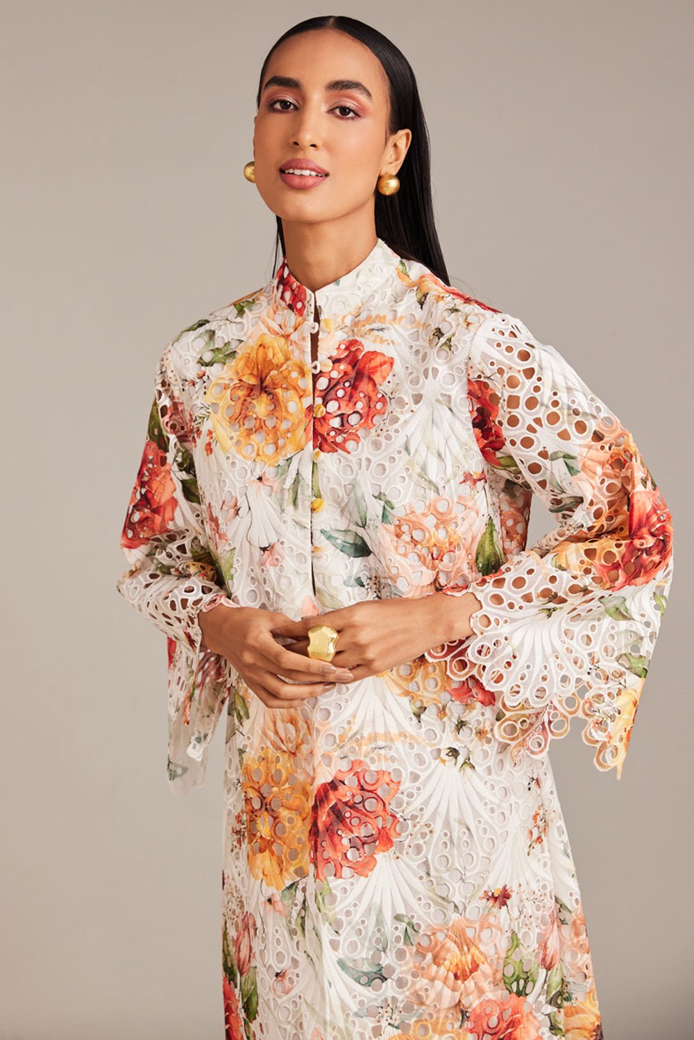 Bloom Scallop Midi Dress - Zabella