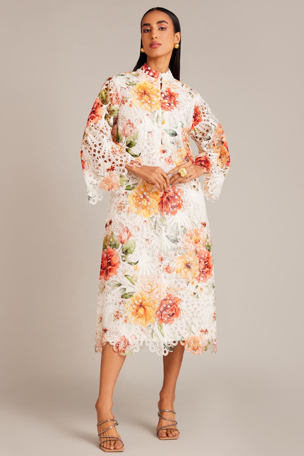Bloom Scallop Midi Dress - Zabella
