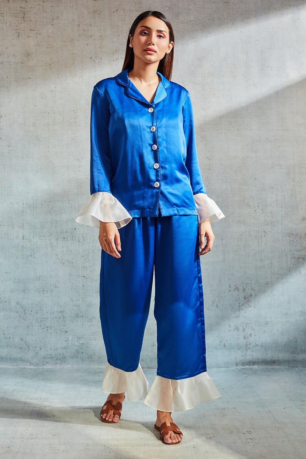 Blue Ruffled Lounge Set - Shopzabella