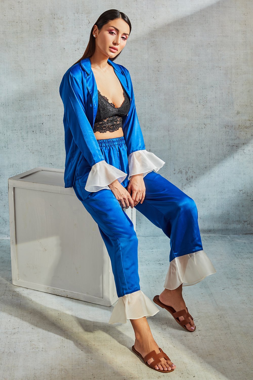 Blue Ruffled Lounge Set - Shopzabella