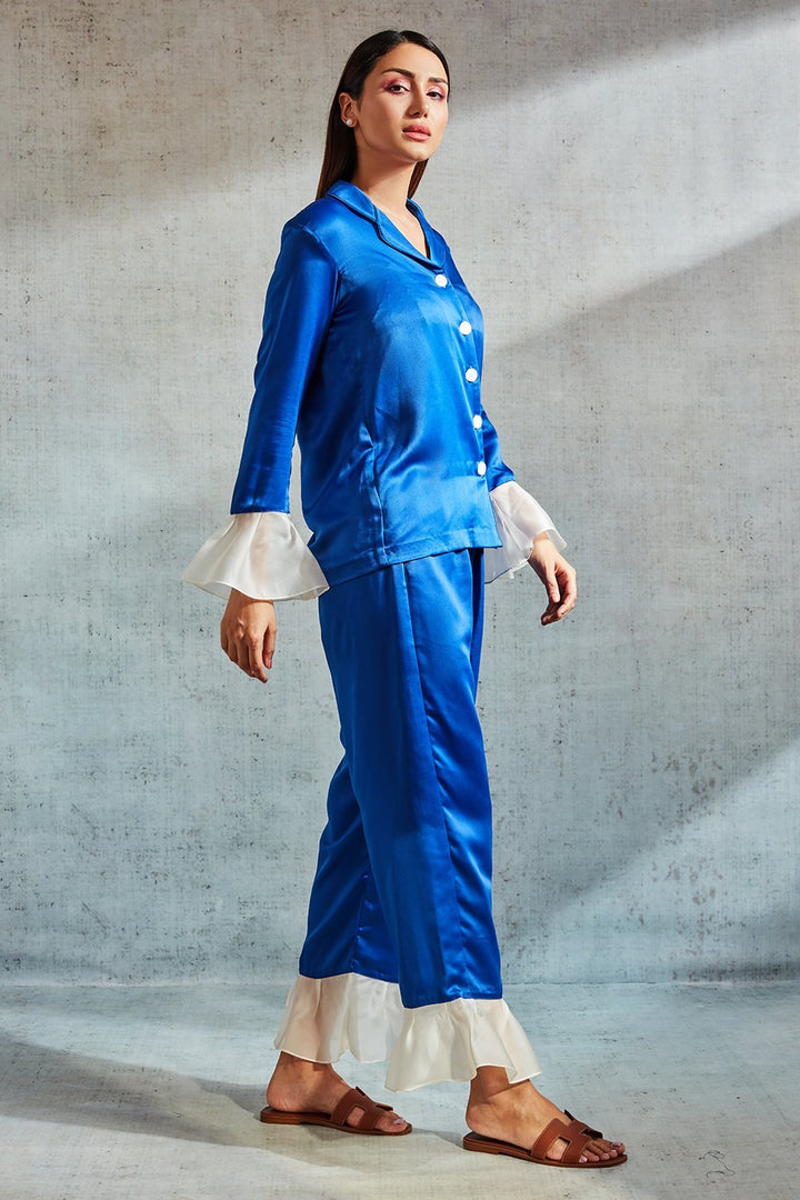 Blue Ruffled Lounge Set - Shopzabella