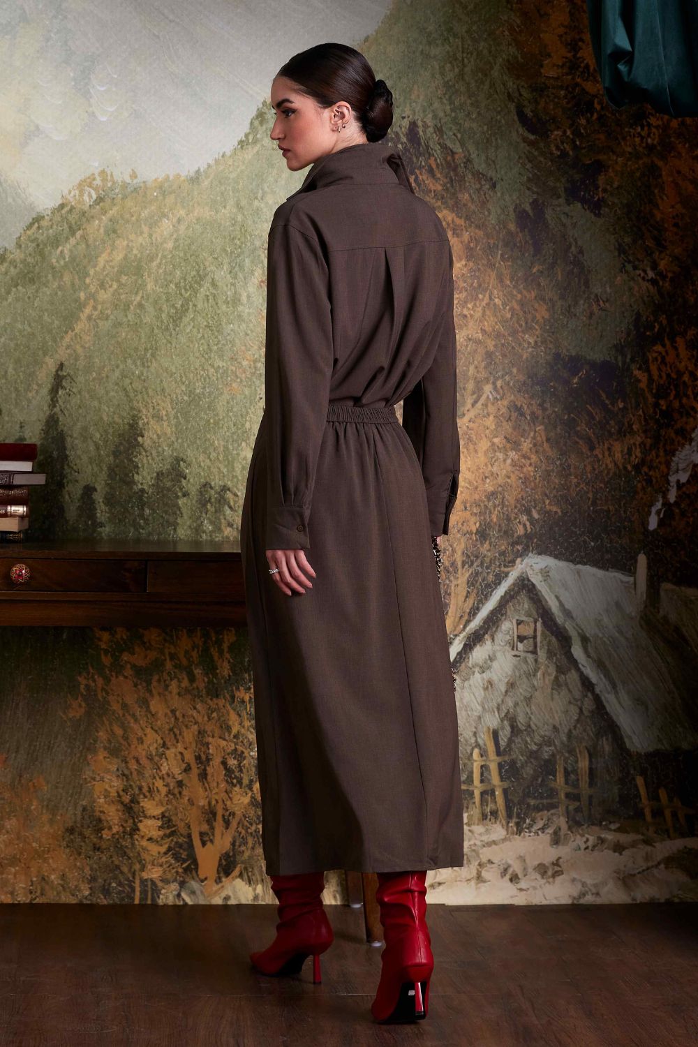 Brown Hand Embellished Co-ord Set - Zabella