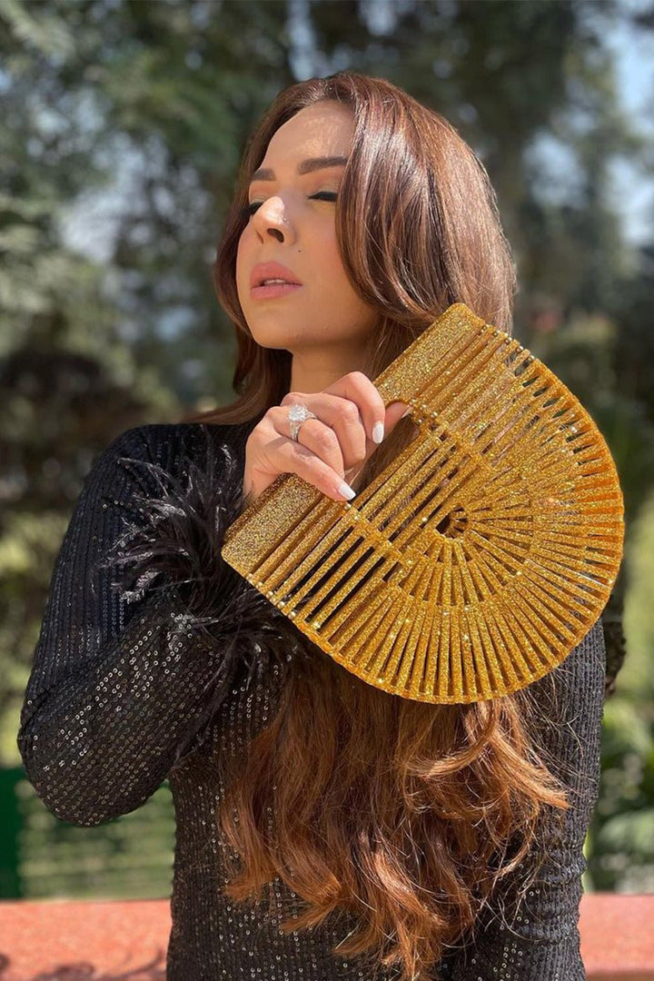 Chandni Girdhar In Our Black Sequin Dress With Feathers - Zabella