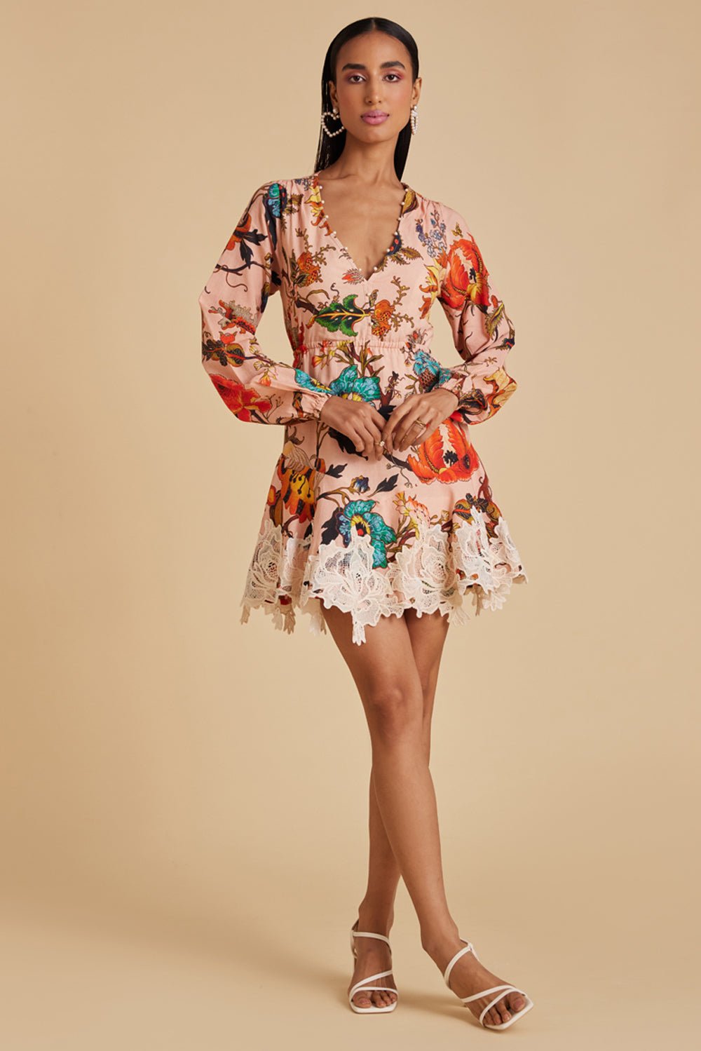 Chintz Print Linen Mini Dress - Zabella