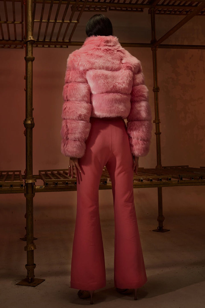 Deeksha Khurana In Our Pink Faux Fur Jacket - Zabella