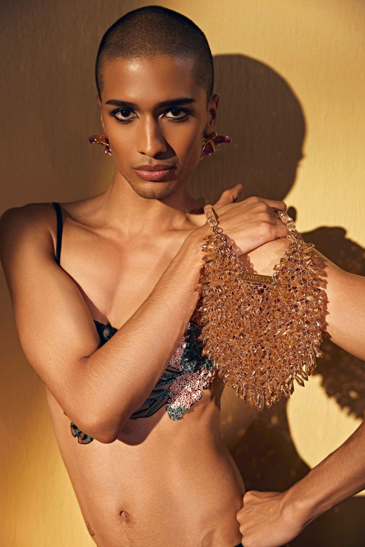 Ella Gold Beaded Bag - Zabella