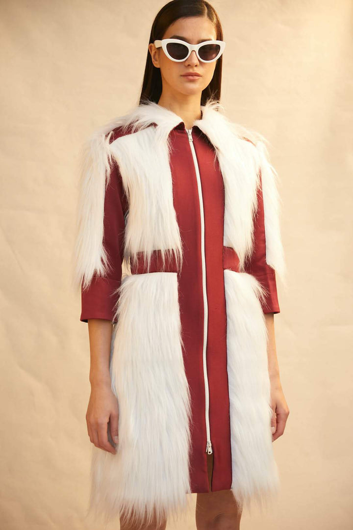 Faux Fur Jacket Dress - Shopzabella