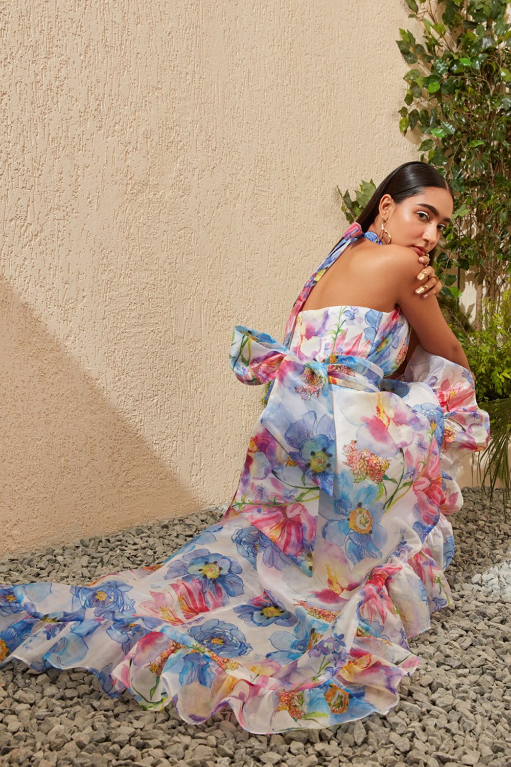 Fleur Print Organza High Low Dress - Zabella