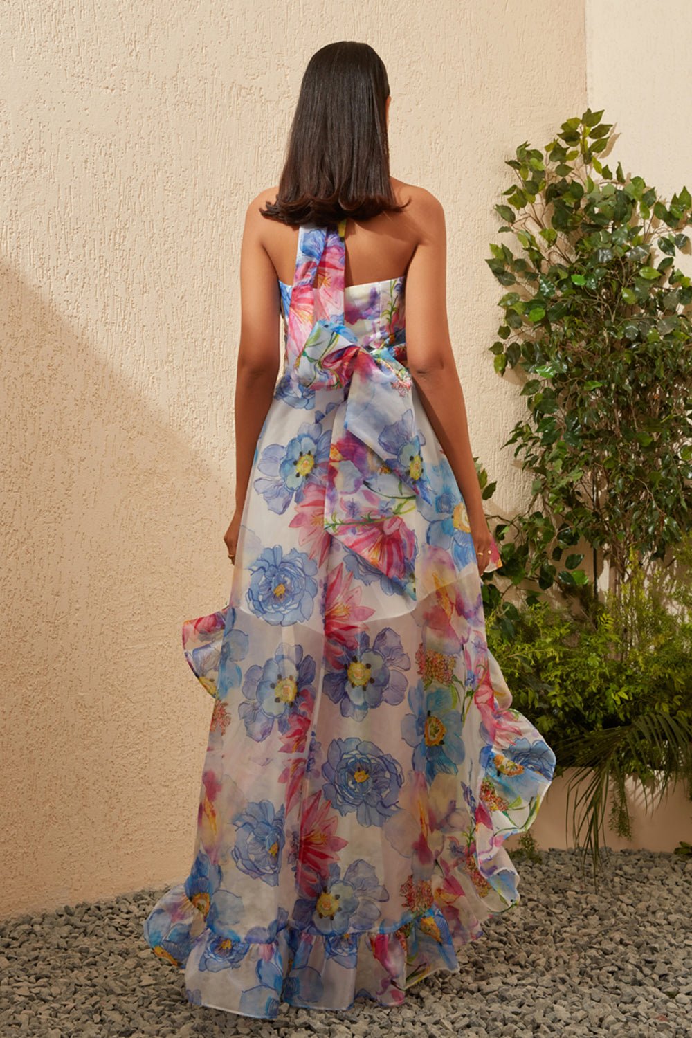 Fleur Print Organza High Low Dress - Zabella