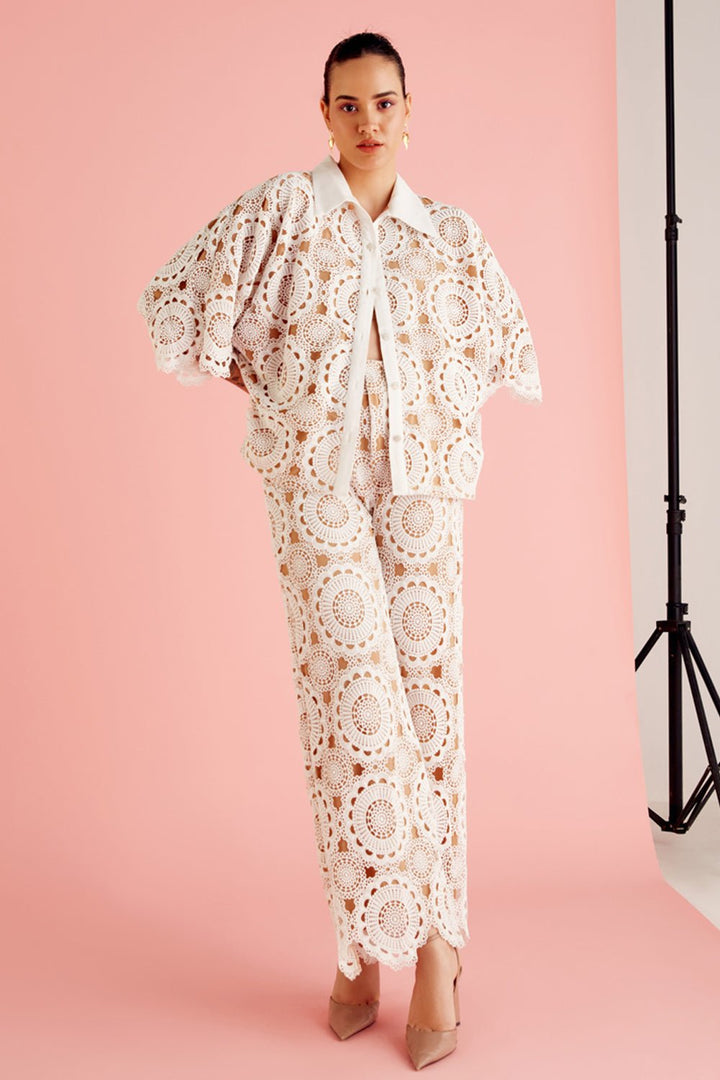 Flora Lace Straight Pants - Zabella