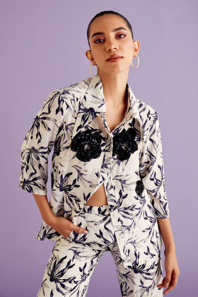 Floret Printed Embellished Shirt - Zabella