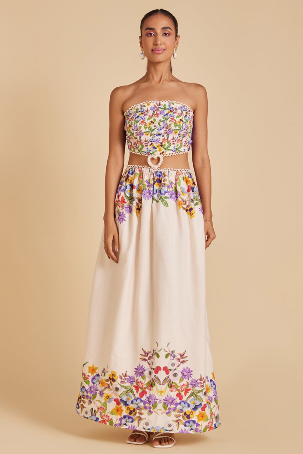 Garden Print Cut Out Maxi Dress - Zabella