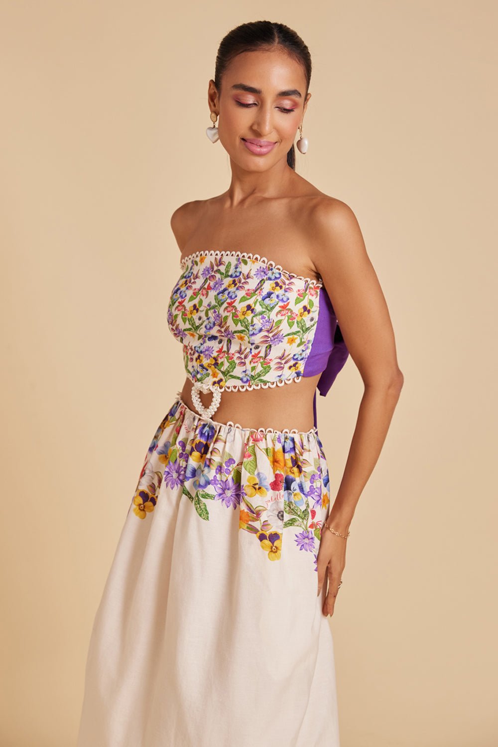 Garden Print Cut Out Maxi Dress - Zabella