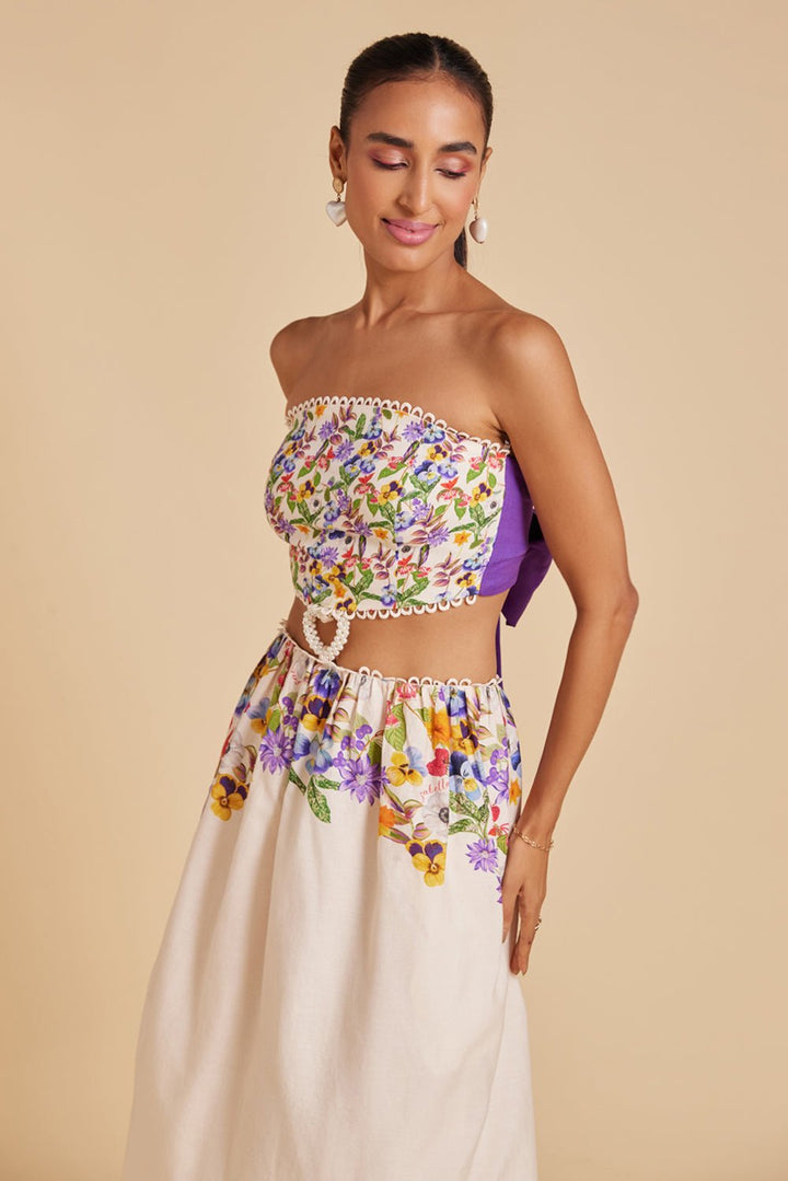 Garden Print Cut Out Maxi Dress - Zabella