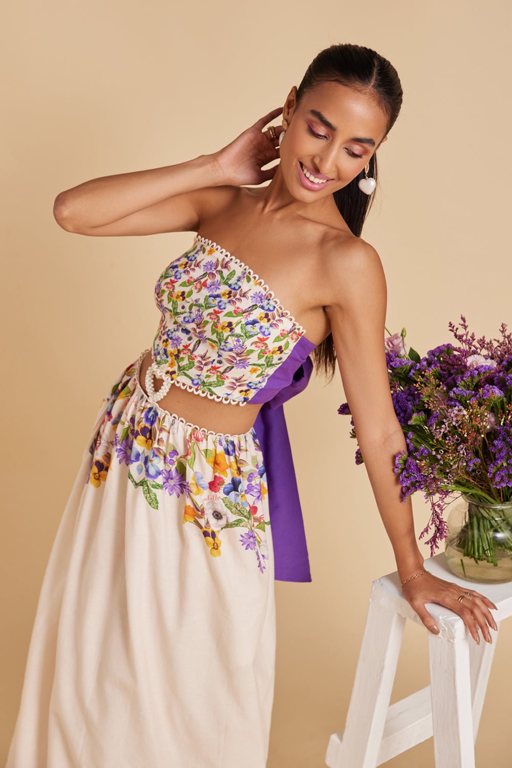 Garden Print Cut Out Maxi Dress - Zabella