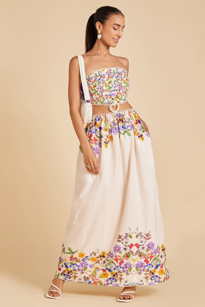 Garden Print Cut Out Maxi Dress - Zabella