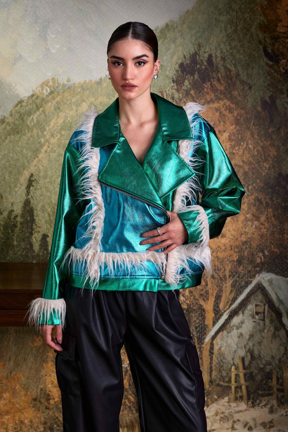 Green deals metallic jacket