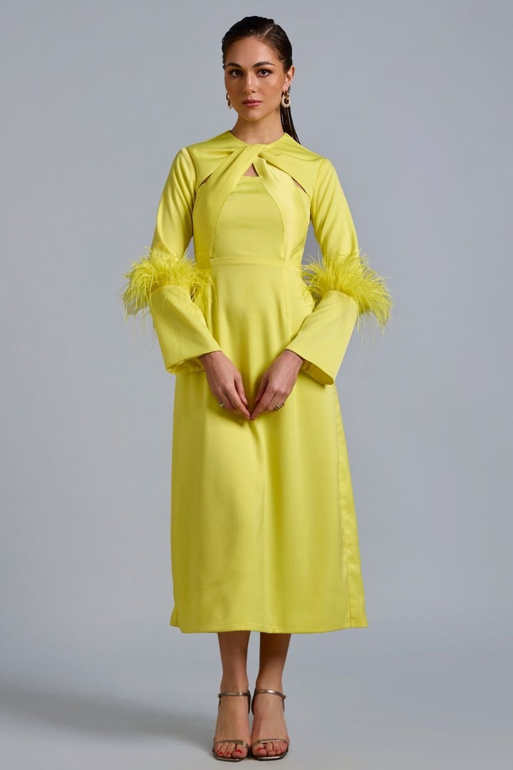 Kelly Lemon Feather Midi - Zabella